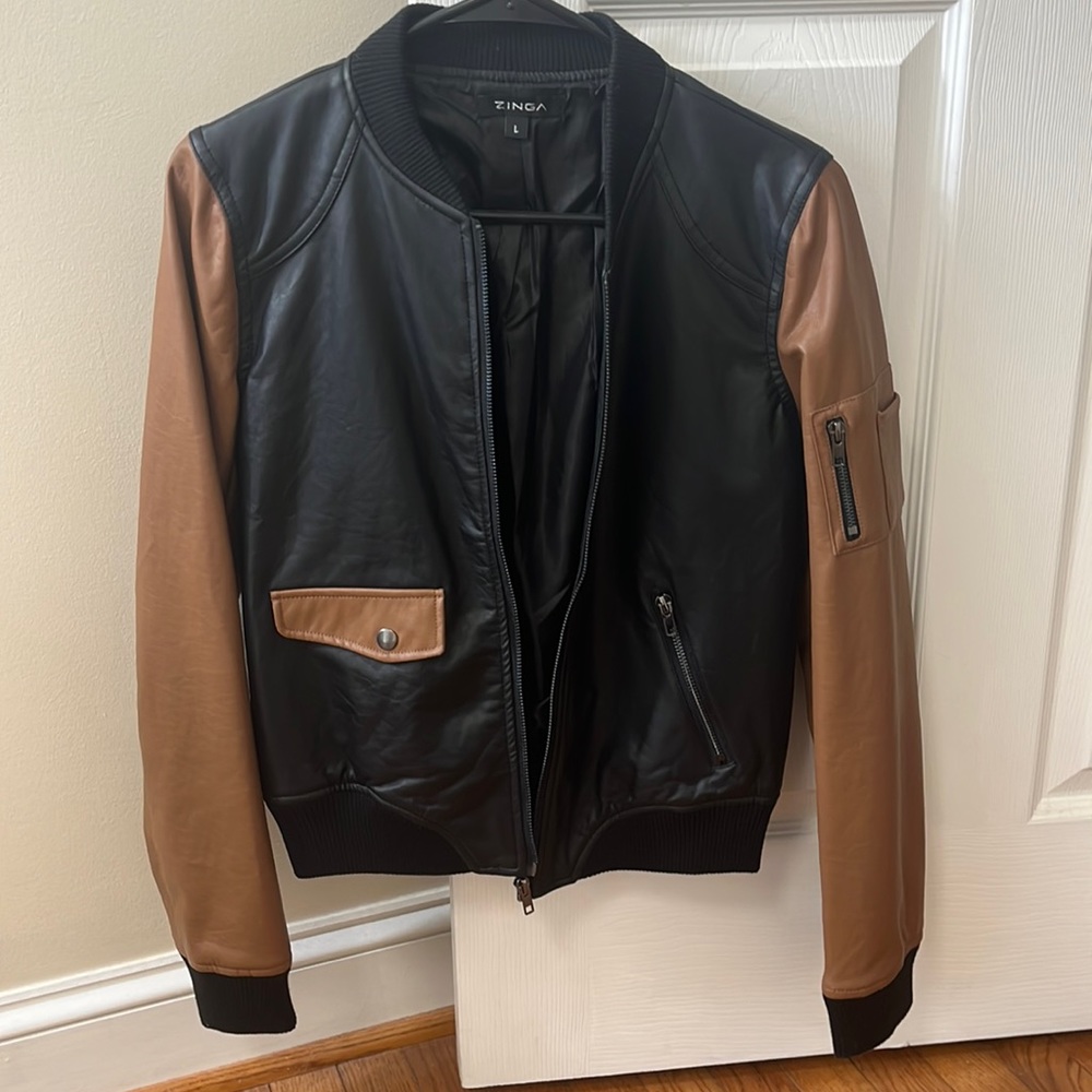 Faux leather black.brown jacket